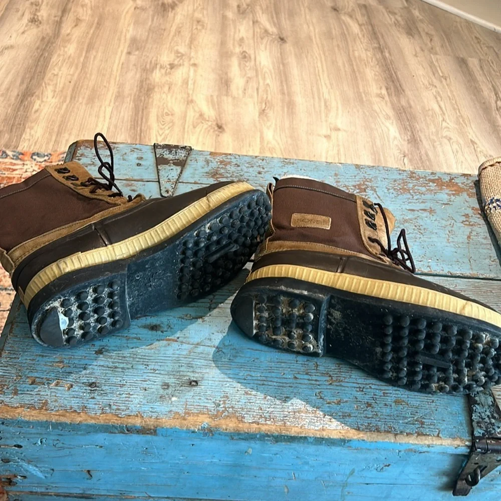 Sorel Men's Felt Lined Brown Tan Leather Duck Boots G089 Size 8